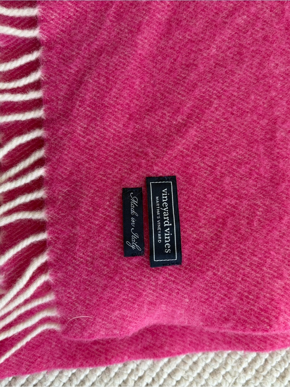 Vineyard Vines Hot Pink Wool Fringe Scarf